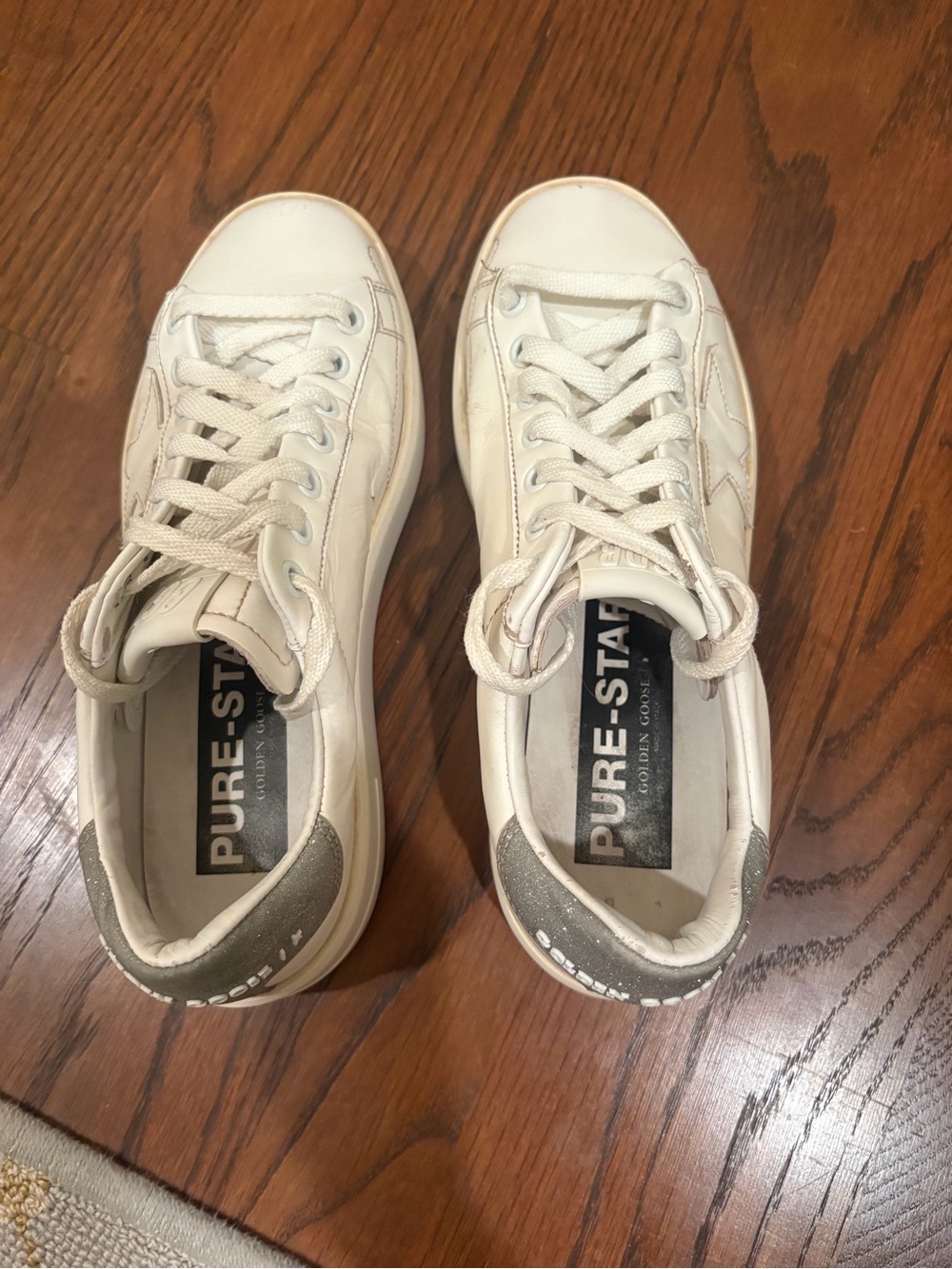 Golden Goose White Sneakers with Silver Heel - Picture 2 of 4